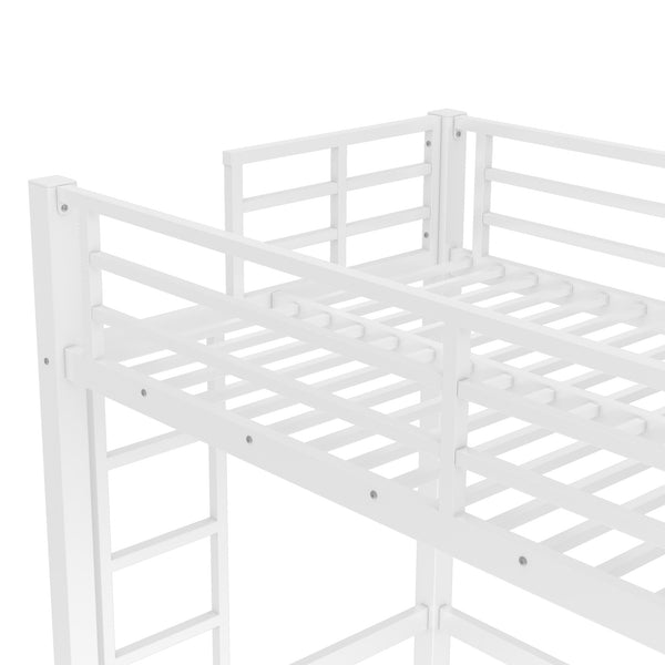 English Elm Twin Xl White Iron Loft Bed with Guardrails and Ladder for Dorm or Teen Room W1580P435706