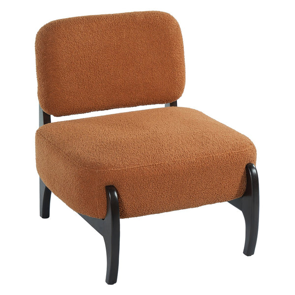 English Elm 26" Boucle Lounge Chair Solid Wood Frame Woven Texture Minimalist Seat for Any Room Orange N767P408732G