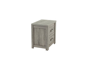 English Elm Bedroom Rustic Light Grey Nightstand 1pc – Simple 2-Drawer Pine Bedside Table, 24"x17"x25" Stylish Storage B011P236769