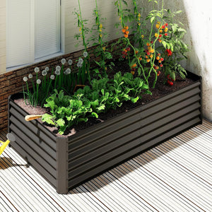 English Elm 6x3x1.5ft Galvanized Steel Raised Garden Bed Deep Root Planter for Yard Vegetables Dark Gray W1859P430215