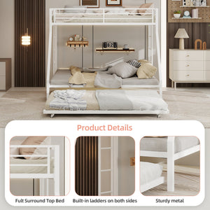English Elm High Stability Square Tube Bunk Bed With Trundle & Ladder - Stylish Space-Saving Design For Homes W1935P360872