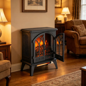English Elm 24 Inch Infrared Quartz Stove Heater with 3d Flame Effect and Remote Control W1769112701