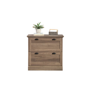 English Elm Lateral File Cabinet In Warm Brown Finish - Durable, Smooth-Gliding Drawers For Organized Workspaces B356P402598