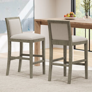 English Elm Christopher Knight Home® - 30.5 Inch Bar Stools Set of 2 with Upholstered Fabric Seats, Rubberwood Frame, 30.5" Height, 300 lb Capacity Beige,Grey N780P192217T