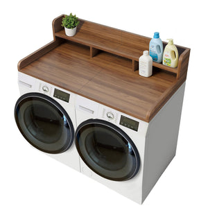 English Elm (58" Width) Walnut Finish Laundry Room Countertop Shelf Topper with Raised Edge and Divider W2641P446844