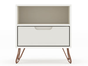 English Elm Rockefeller 20" Nightstand In Off White – Modern Farmhouse Charm With Metal Legs & Storage Solutions B365P398173-GIGA