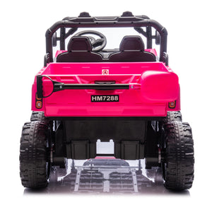 English Elm 24v Two Seat Kids Electric Dump Truck Six Wheel 4wd Utv with Parental Remote Pink W1578P268990