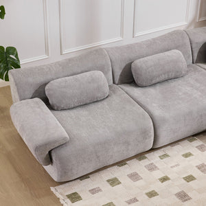 English Elm Modular Chenille Deep Seat Sectional Sofa with Bamboo Frame for Living Room Lounge Grey W1829S00072