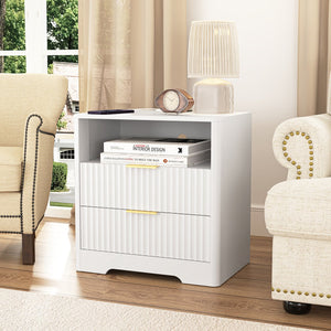 English Elm Nightstand with Usb Charging Ports Ac Outlet Night Light and Cabinet for Bedroom W1321P399421