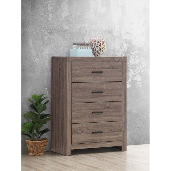 English Elm Geary Barrel Oak 4-Drawer Rectangular Chest with Rustic Oak Grain, Vintage Charm & Ample Storage Space B062P331057
