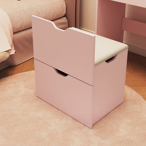 English Elm Dressing Table Set with Led Lit Flip Mirror Hidden Stool and Dual Drawers for Small Spaces W5252P447390