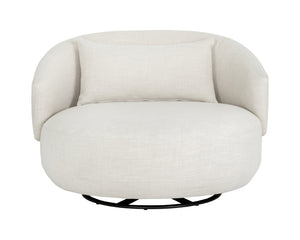 Sunpan Walsh Swivel Lounge Chair - Contemporary Curves in Effie Linen & Smoke with Stylish Black Base