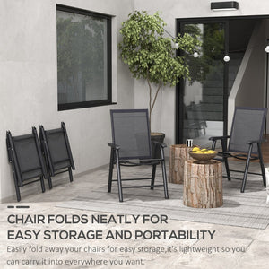 English Elm Outsunny Set Of 4 Portable Folding Chairs, Stackable Sling Patio Seating For Beach, Lawn & Camping W2225P174068-GIGA