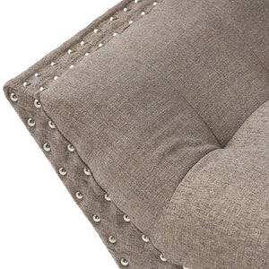 English Elm Christopher Knight Home® - Modern Button Tufted Sitting Bench with Nailhead Trim and Birch Wood Legs — Upholstered Accent Ottoman for Entryway or Living Room Seating Grey 54753.00GRA
