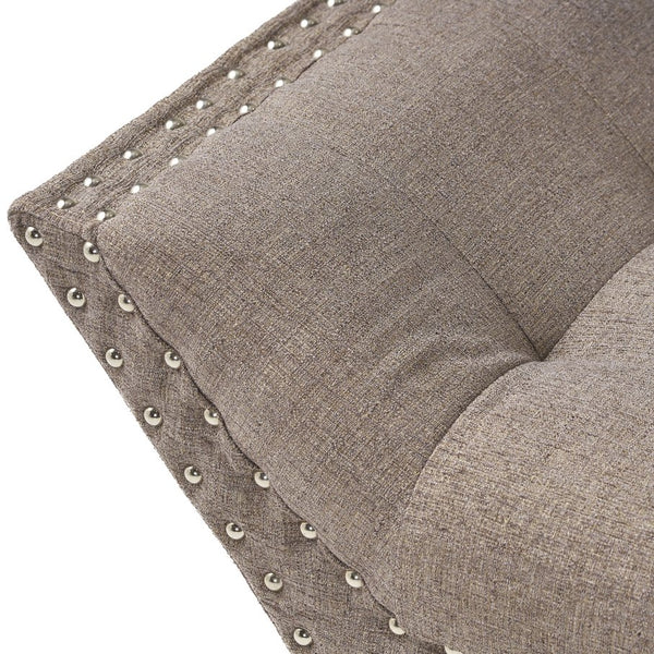 English Elm Christopher Knight Home® - Modern Button Tufted Sitting Bench with Nailhead Trim and Birch Wood Legs — Upholstered Accent Ottoman for Entryway or Living Room Seating Grey 54753.00GRA