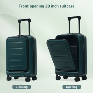 English Elm Luggage 5 Piece Hardside Abs Set with Front Access Carry on and Tsa Spinner Wheels Dark Green N732P391544M