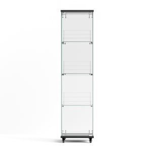 English Elm 4 Tier Glass Display Cabinet - Lockable Floor Standing Storage With Acrylic Shelves & Wheels For Versatility W1668P241902