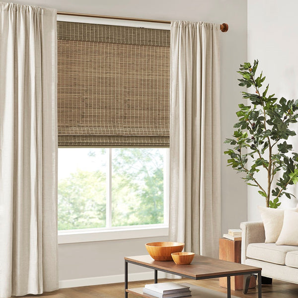 English Elm Bamboo Light Filtering Roman Shade 64"L - Eco-Friendly Natural Window Treatment For Privacy & Style B035129688
