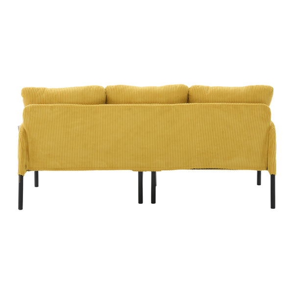 English Elm United We Win Corduroy Loveseat Plush Ergonomic Sofa with Spring Support Metal Legs Mustard Yellow W1568P410047