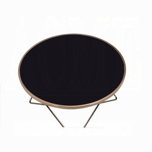 English Elm 1pc Round Glass Top Coffee Table with Mid-Century Metal Frame, Elegant Living Room Accent Piece Black,Champagne 38 L x 39 W x 5 H B2741P332645