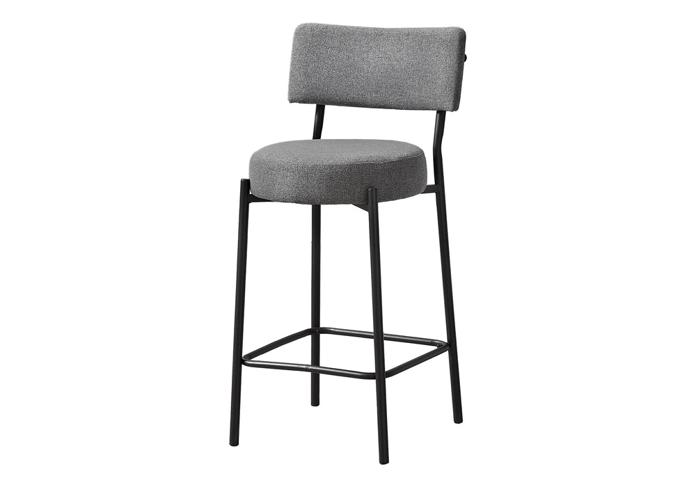 English Elm Barstool, Set Of 2 Contemporary Counter Height Stools In Grey Fabric With Black Metal Legs B2710P287020
