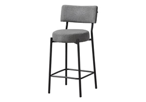 English Elm Barstool, Set Of 2 Contemporary Counter Height Stools In Grey Fabric With Black Metal Legs B2710P287020