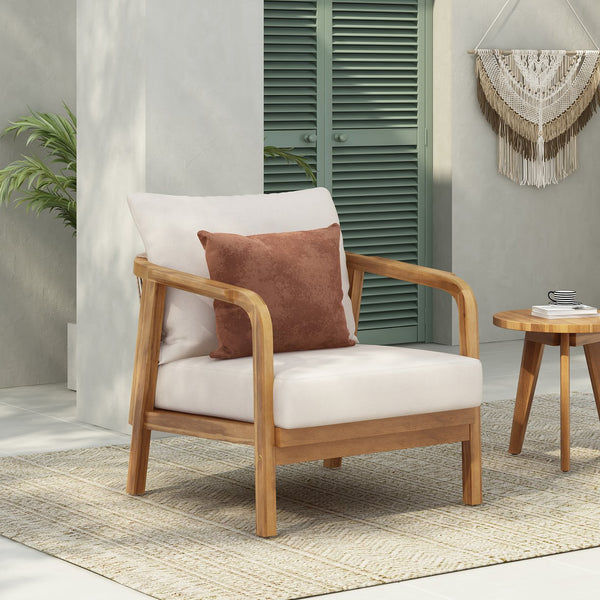 English Elm Christopher Knight Home® - 28" Outdoor Lounge Chair With Woven Backrest, Weather-Resistant Cushions & Solid Wood Frame For Patios N767P255015T