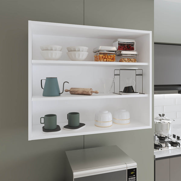 English Elm Wally 36" Wide 3-Tier Open Wall Cabinet with Spacious Shelves, Modern Multi-Room Storage Solution White 26.6 L x 78 W x 9 H B200P253726