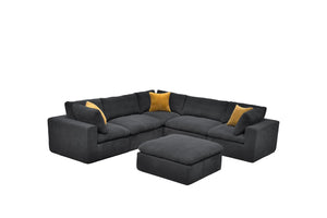 English Elm Coffee Bean Basket Weave Modular Sectional Foam Compressed with Toss Pillows Included Dark Gray B2748S00080