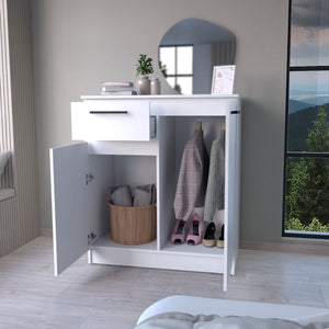 English Elm Clarion White Dresser with 1 Drawer & 2 Doors — Durable Particle Board, Spacious Storage & Elegant Handles B128S00120