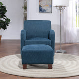 OSP Home Furnishings Aiden Chair & Ottoman Herringbone  Navy