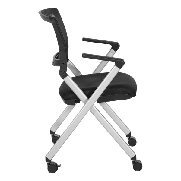 OSP Home Furnishings Flex Back Nesting Chair Mesh Seat Stackable Silver Frame for Conference Rooms FC8486-231