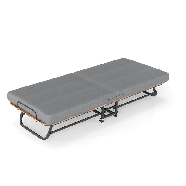 English Elm Portable Folding Guest Bed with Memory Foam and Reinforced Steel Frame on Locking Wheels T3963P447221