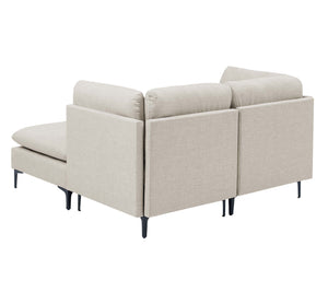 English Elm Linen Upholstered Modular Sectional with Black Metal Legs for Contemporary Living Almond B2748S00093