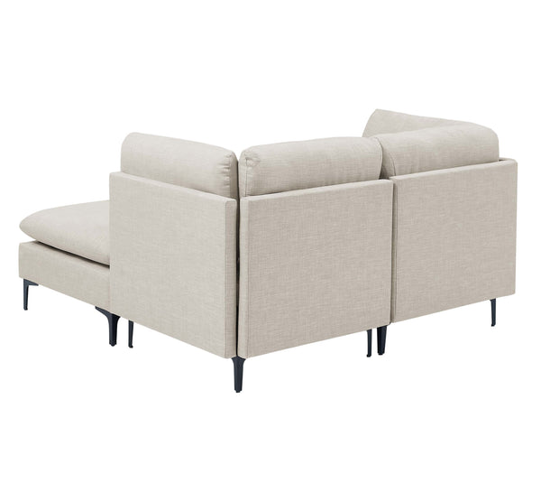 English Elm Linen Upholstered Modular Sectional with Black Metal Legs for Contemporary Living Almond B2748S00093