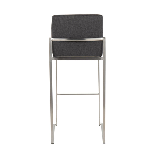English Elm Contemporary High Back Upholstered Barstool Set with Black Steel Frame for Kitchen B202P222191