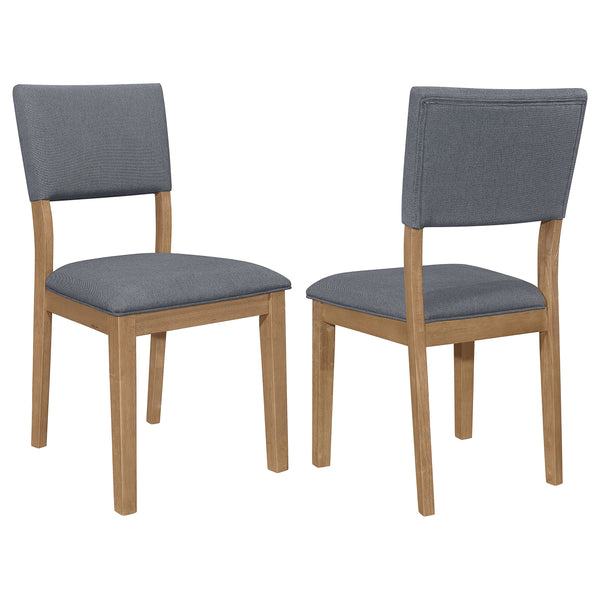 English Elm 2pc Plush Button-Tufted High Back Dining Chairs with Rolled Top, Nailhead Trim and Tapered Legs Blue,Light Brown 38.19 L x 13.59 W x 19.1 H B011P311868
