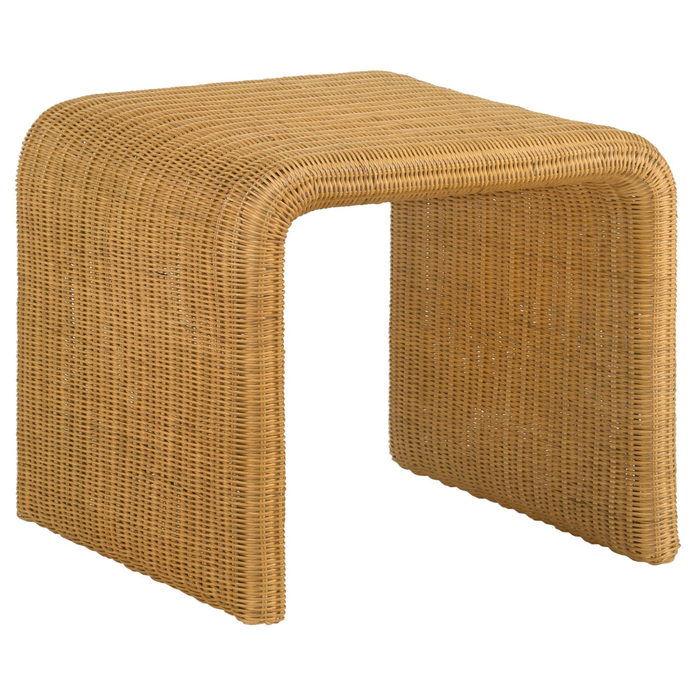 English Elm Gage Woven Rattan Square End Table with Metal Base for Boho Living Spaces B062P440459
