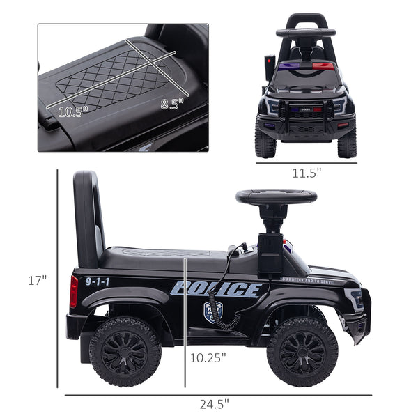 English Elm Aosom Police Truck Ride on Toy with Pa System and Under Seat Storage for Toddlers W2225P217708