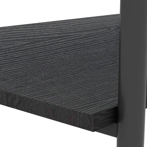 English Elm Rectangle Coffee Table With Sleek Gray Glass Top & Sturdy Black Metal Legs - Modern Living Room Style W241139565-GIGA