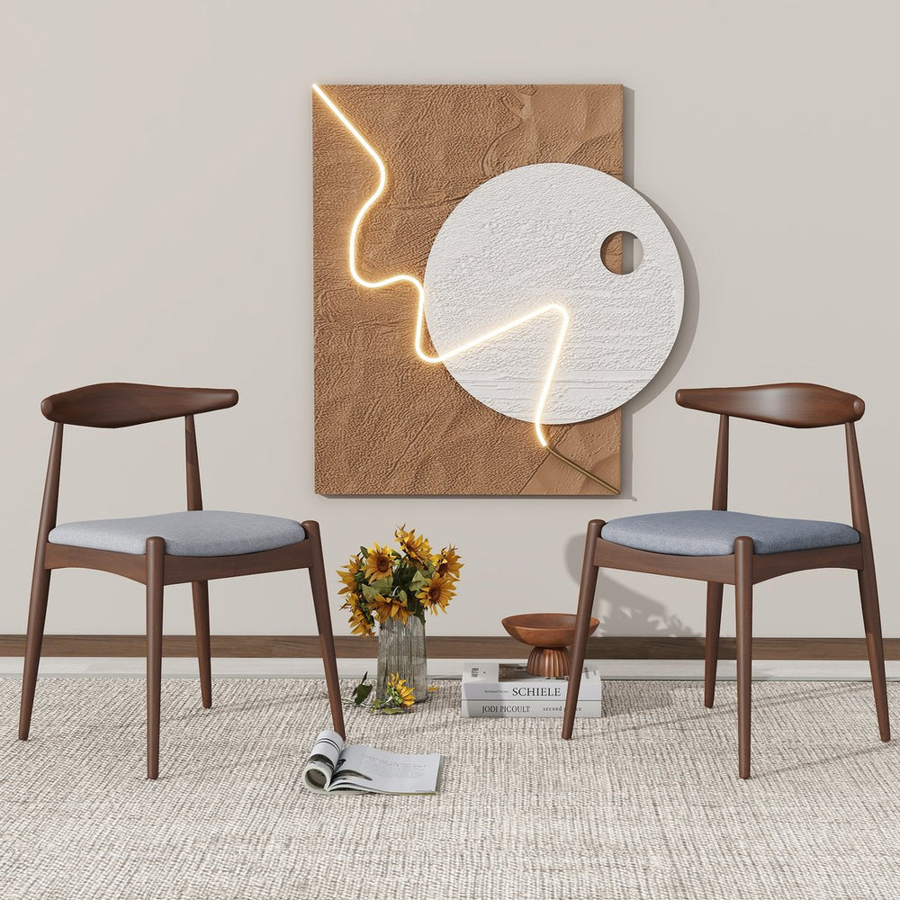 English Elm Christopher Knight Home® - Set Of 2 Vintage Rubberwood Dining Chairs With Ergonomic Backrest And Plush Light Gray Cushions N759P307032D