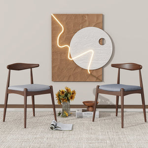 English Elm Christopher Knight Home® - Set Of 2 Vintage Rubberwood Dining Chairs With Ergonomic Backrest And Plush Light Gray Cushions N759P307032D