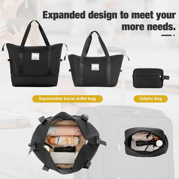 English Elm Softside Expandable Spinner Luggage Set with Tsa Lock Duffel Polyester Travel Black N732P201004B