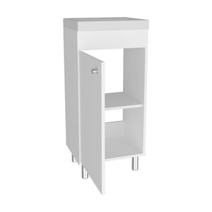 English Elm Waterford Compact Bathroom Vanity with Integrated Sink and Spacious Cabinet for Small Bathrooms White B092P329251