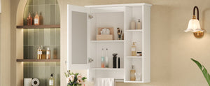 English Elm 3-in-1 Matte Medicine Cabinet Wall Mounted Mirror with Towel Bar and Storage Shelf White N710P401340K