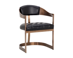 Sunpan Beaumont Ultra Contemporary Dining Armchair with T-Shaped Back and Stylish Tapered Arms Design Antique Brass / Cantina Black