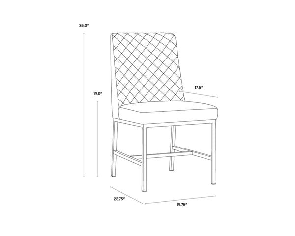 Sunpan LEIGHLAND DINING CHAIR - Timeless Tufted Elegance with Antique Brass Frame for Sophisticated Spaces Brown 104911