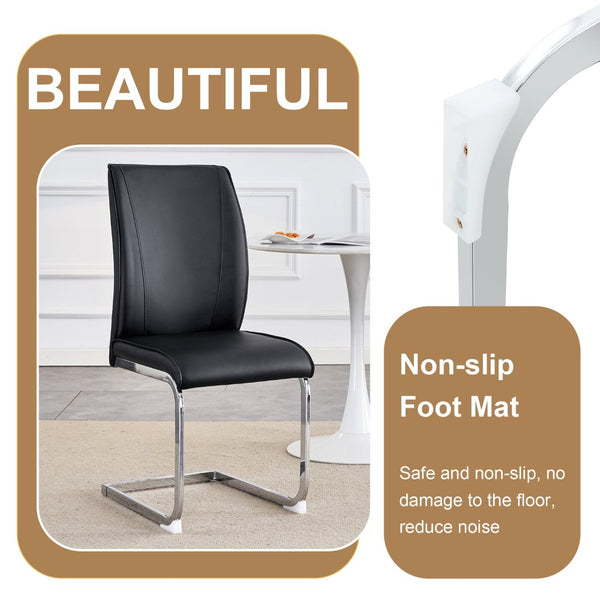 English Elm Table Set With Hourglass-Shaped Round Table & 4 Ergonomic Black Pu Chairs For Modern Dining Spaces W1151S03535-GIGA