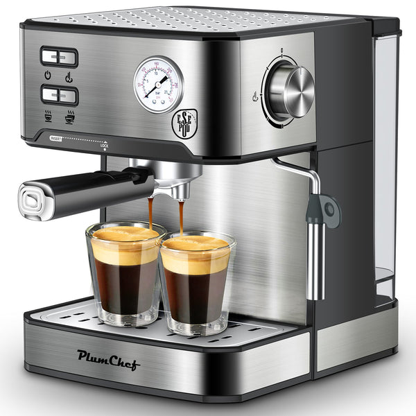 English Elm 20 Bar Stainless Steel Espresso Machine with Steam Wand for Home Barista Brewing W1002P292428