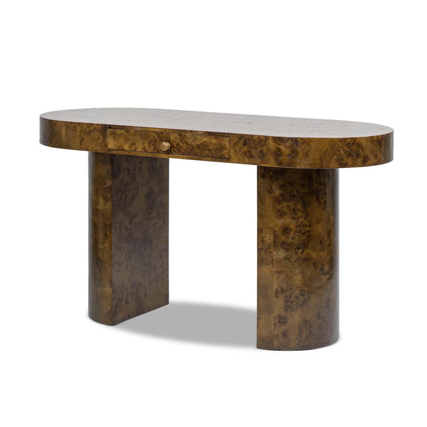 English Elm Jennifer Taylor Home - Jesse 55.5" Oval Computer Desk - Stylish Dark Burl Wood, Mid-Century Design With Organizing Drawer B2719P238530